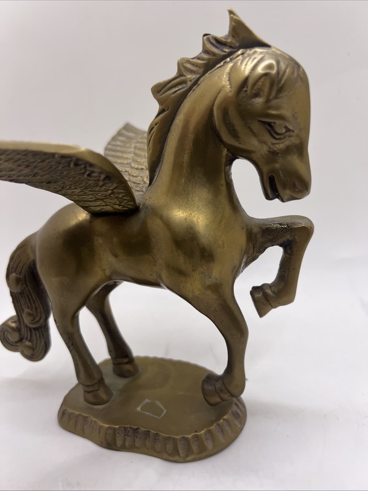 Vintage Solid Brass Pegasus Flying Horse Figurine - 6" Tall 6