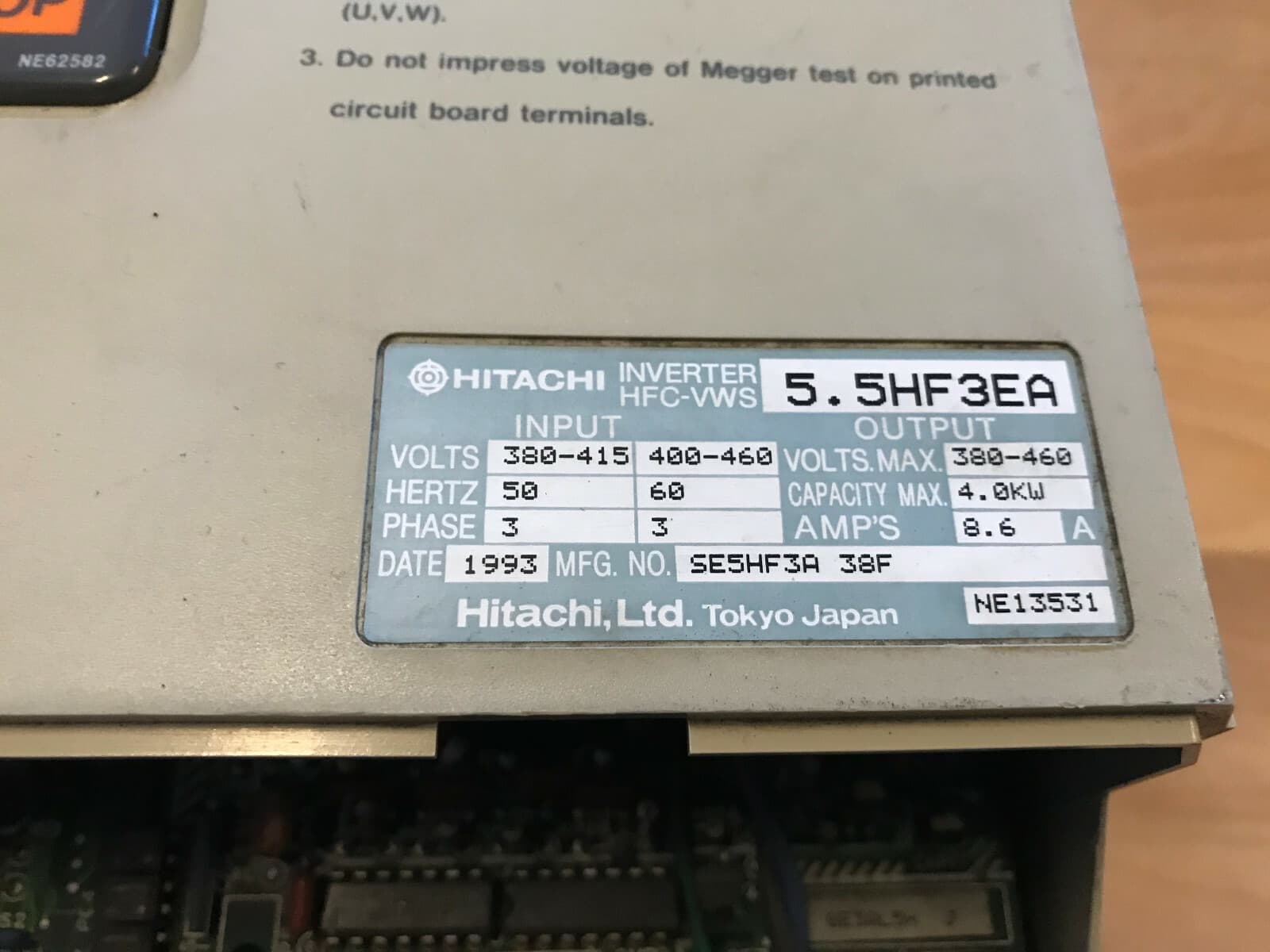 Hitachi Hfc-VWS S3A / INVERTER / Type: 5HF3EH / 8,6A,4KW / Good Condition 3