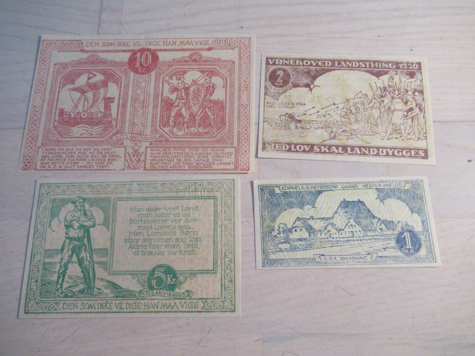 4 Danish Banknotes from Haderslev Denmark 1927 2