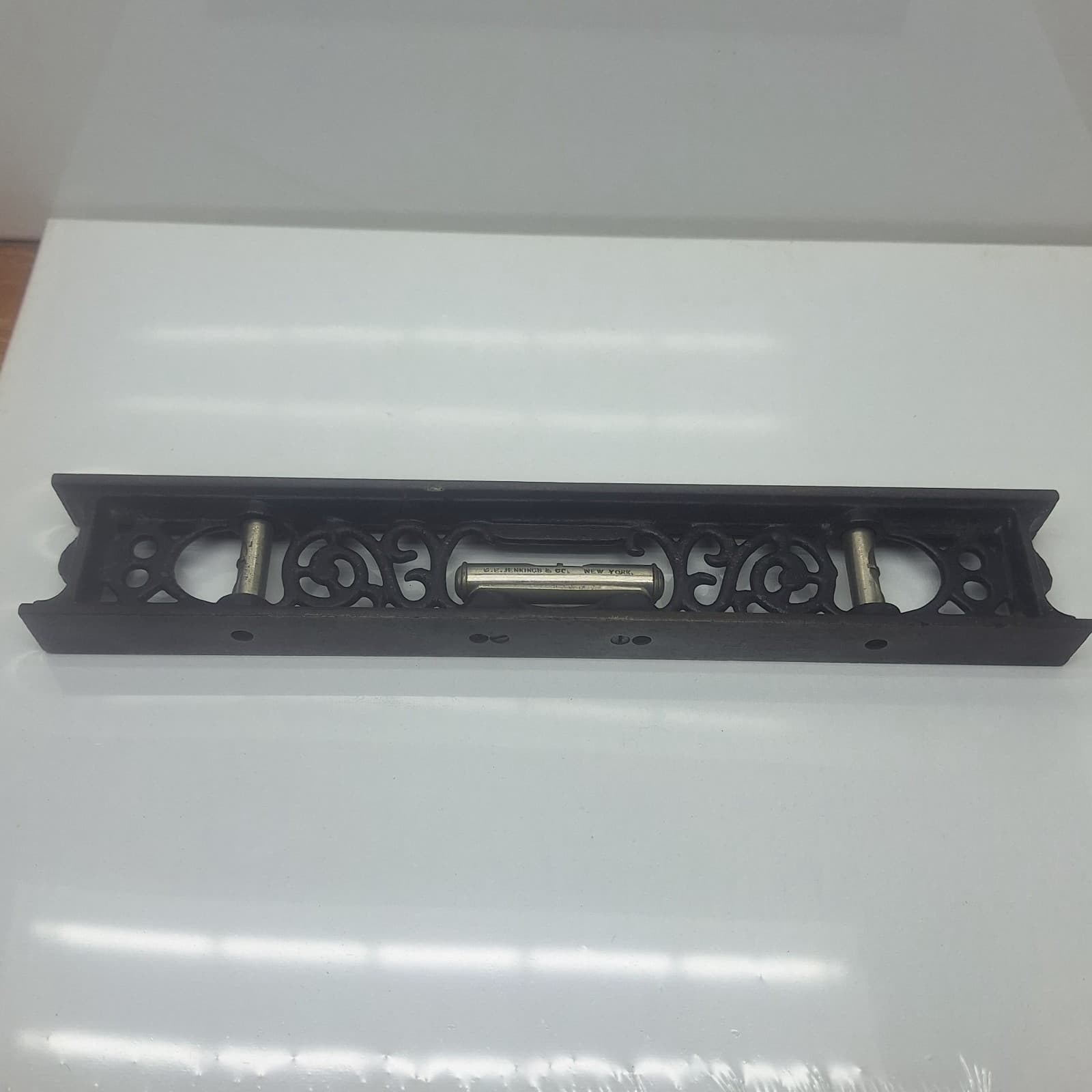 VINTAGE Victorian C. E. JENNINGS CAST IRON FILLIGREE LEVEL 12" Made In USA 3