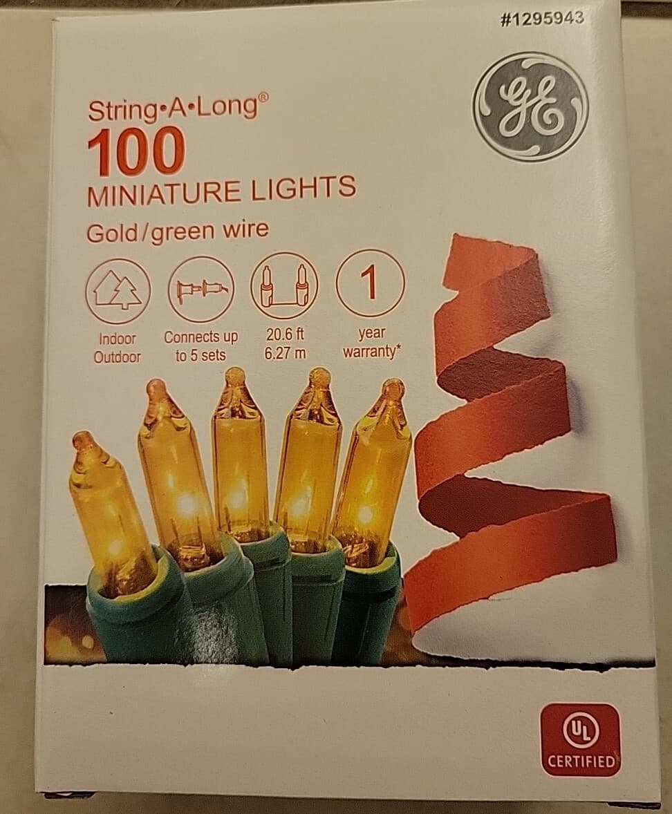 GE String-A-Long 100-Count 20.6-ft GOLD Incandescent Christmas String Lights