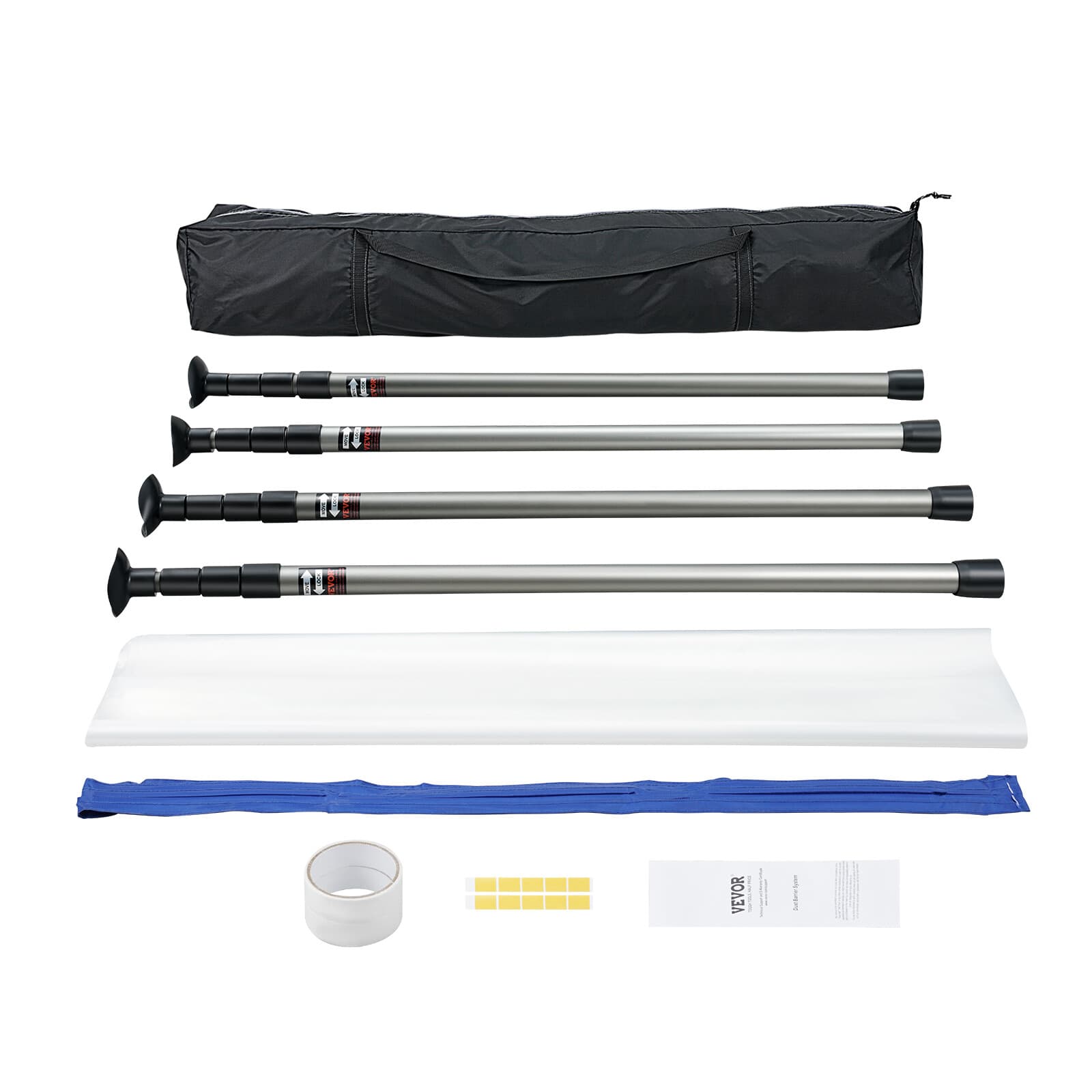 Dust Barrier Poles 12 Ft Dust Barrier System with Four Telescoping Poles
