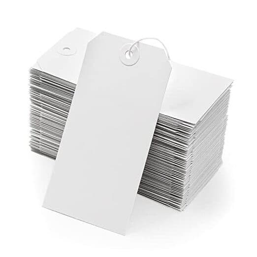 White Blank Shipping Tags with String -  Pcs Strung Cardstock 12cm x 6cm 120