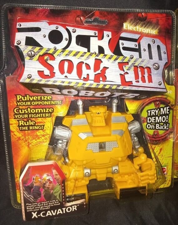 🎁*RARE* Rock Em Sock Em Robot Yellow X-CAVATOR Game VINTAGE 🎁*NEW & SEALED*🎁 4