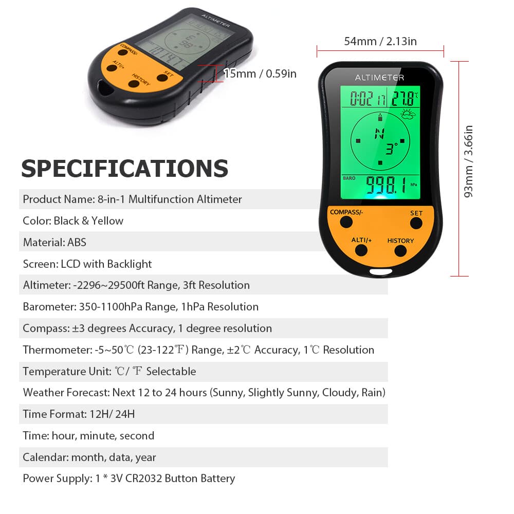 Electronic Digital Altimeter 8 in 1 Multifunction LCD Backlight  G2T1 4