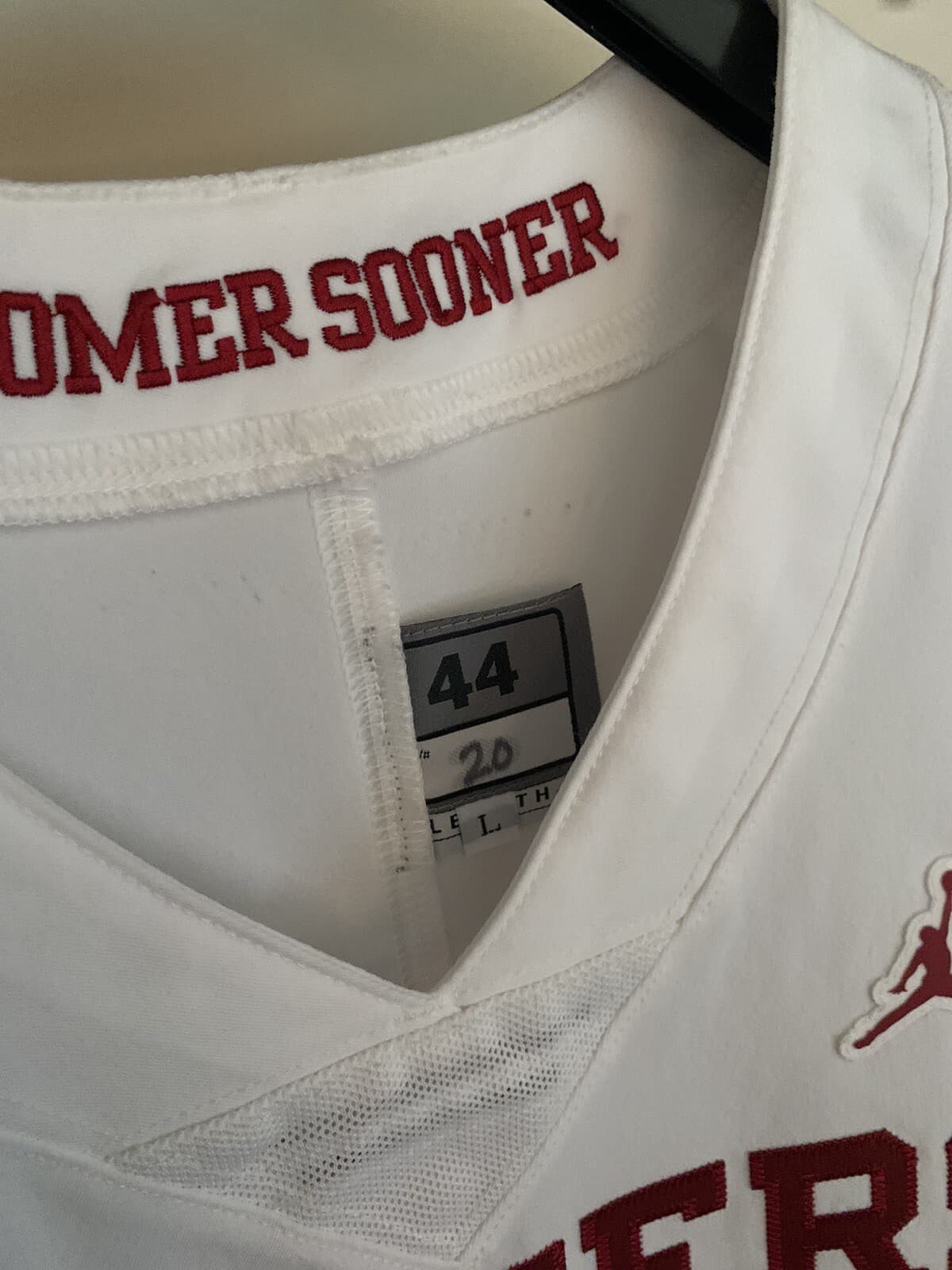Oklahoma Sooners Authentic Team Game Issued Used Jordan Jumpman Jersey sz 44 5