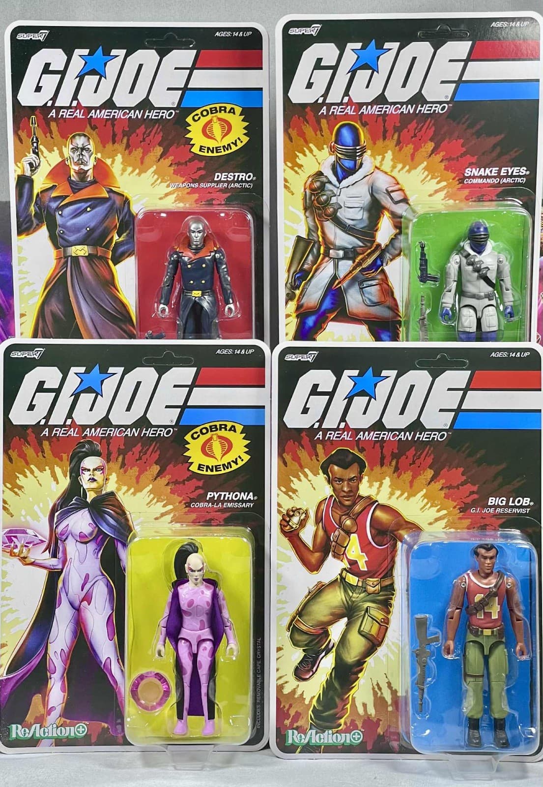 G.I.Joe ReAction+ Wave 5 Arctic Destro Arctic Snake Eyes Big Lob Pythona oring