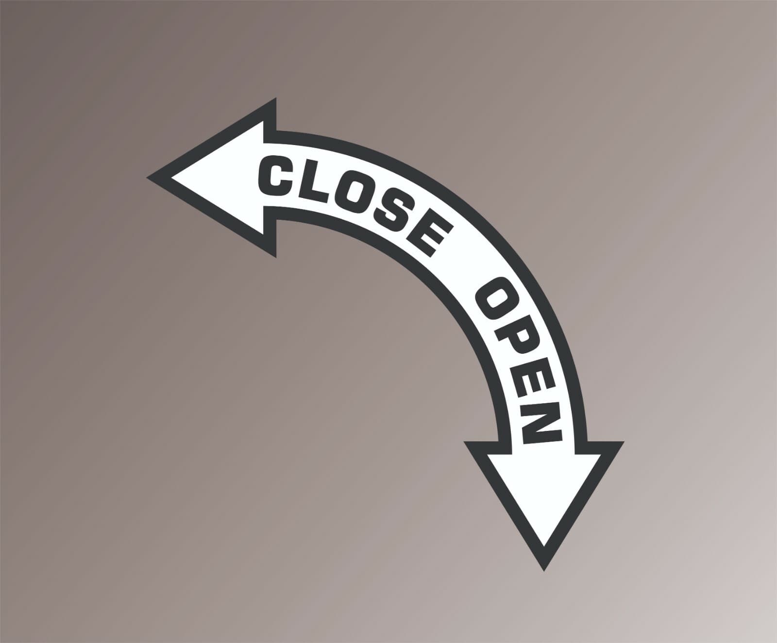 Aviations Safety ADHESIVE DECAL - DIRECTIONAL LATCH LABEL - OPEN RIGHT 3" x 3"