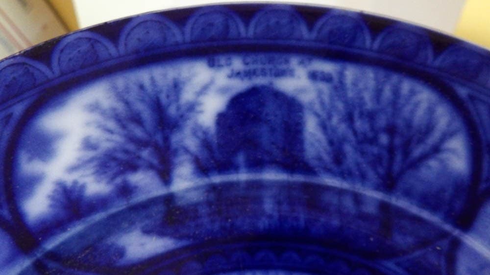 1907 Royal Stafford. Eng. Flow Blue Bird's Eye View Jamestown Exposition Plate 3