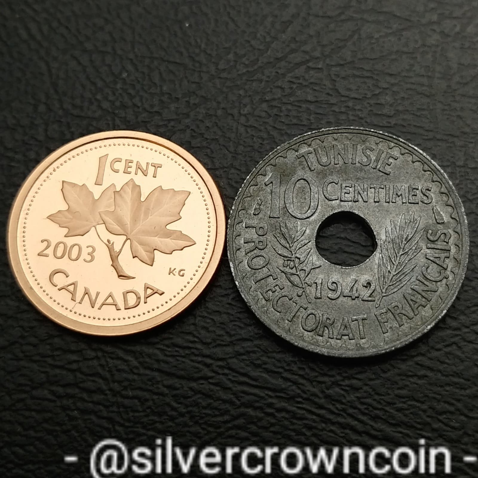 Tunisia 🇹🇳 10 Centimes AH1361 * 1942 A. KM#267. Zinc Ten Cents coin. WWII. 3