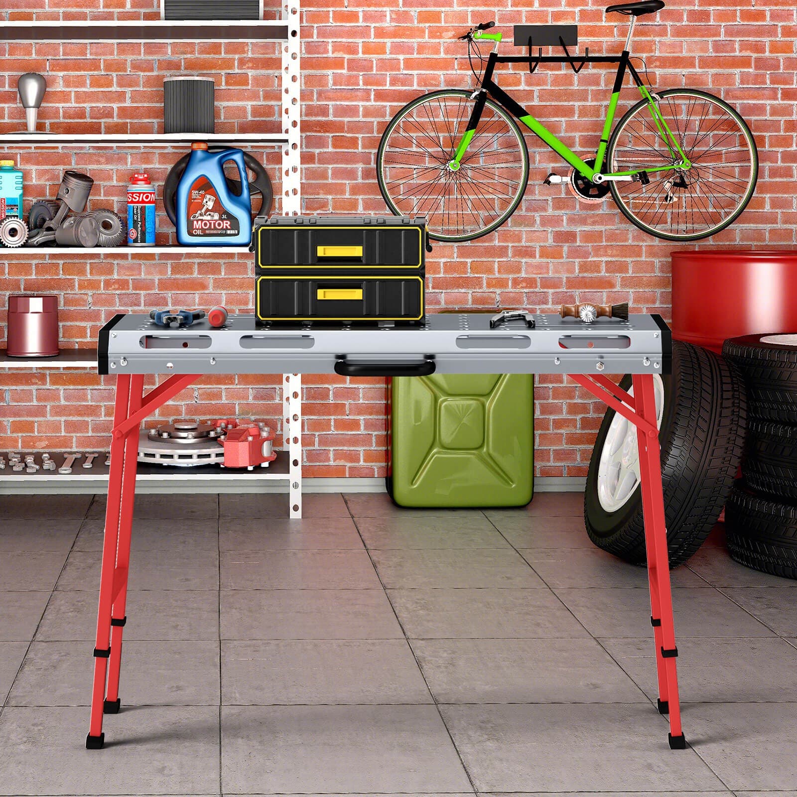 Welding Table 42" x 21" with Adjustable Height 2 Bar Clamps and Carrying Handle 4