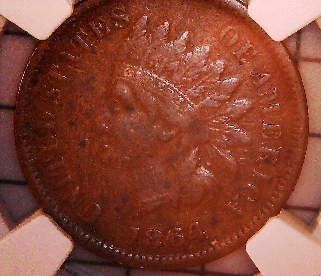 1864 L Bronze Indian Head Cent NGC VF Details 3