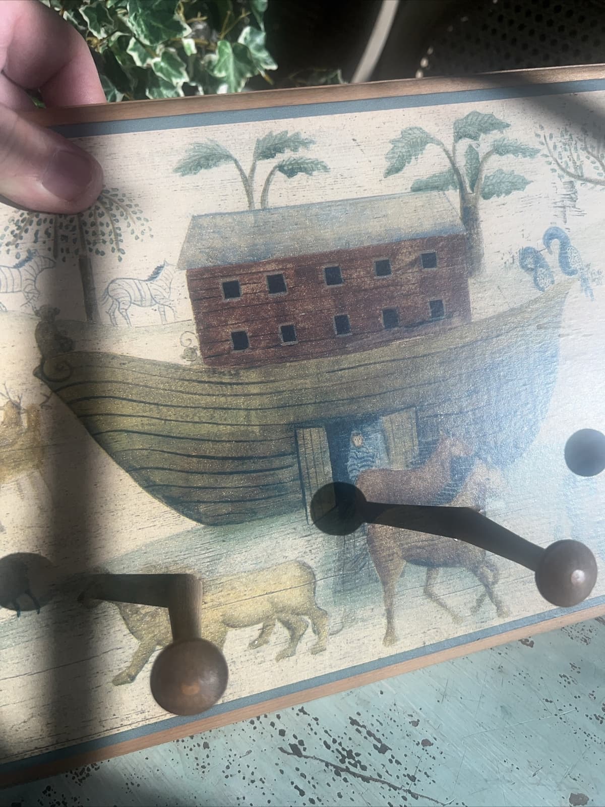 Noahs Ark Wooden Wall Rack 4 pegs 10”WX 24” 6