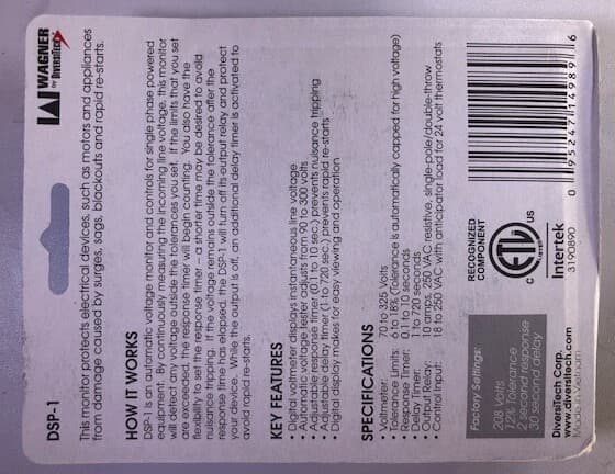 DSP-1 Wagner Digital Single Phase Line Voltage Monitor 3