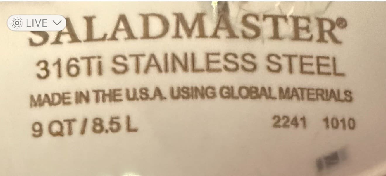 SaladMaster Wok/Braiser 316Ti- Titanium Stainless Steel 9 QUART USA  2