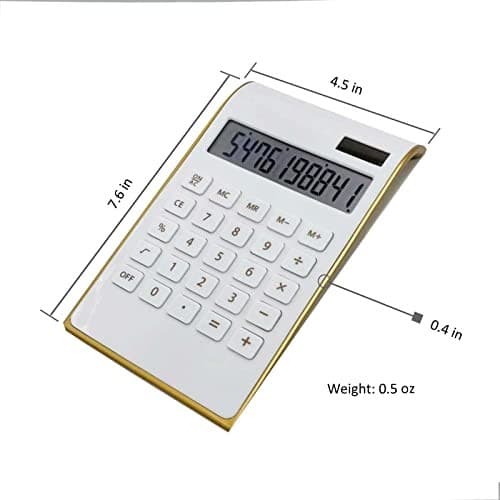 Solar Gold Calculator Standard Function Desktop Calculator LCD 10-Digit White 3