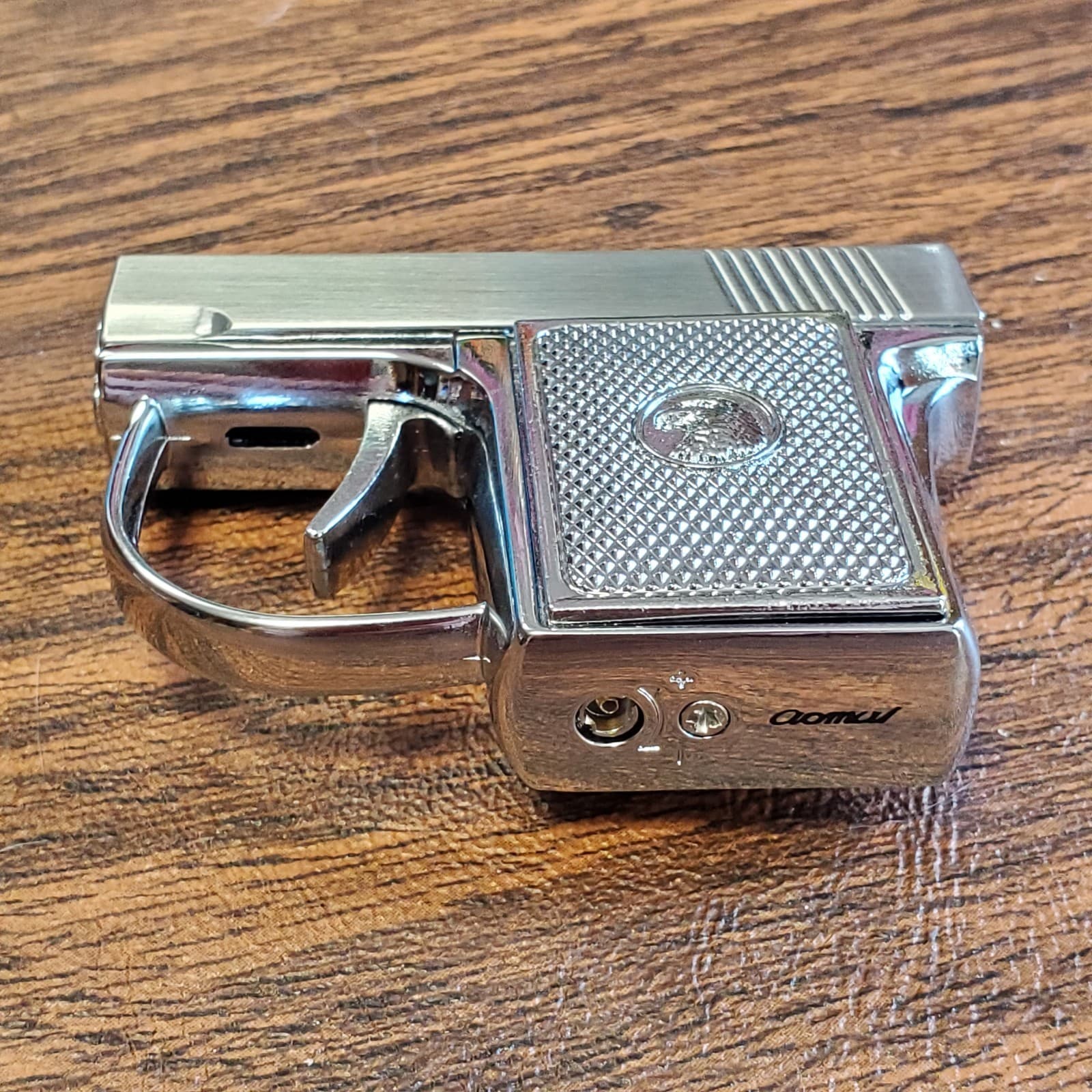 Pistol Shaped Gun Lighter FIRE Stainless Color METAL, Mini Zip Gun -USA SHIP New 3