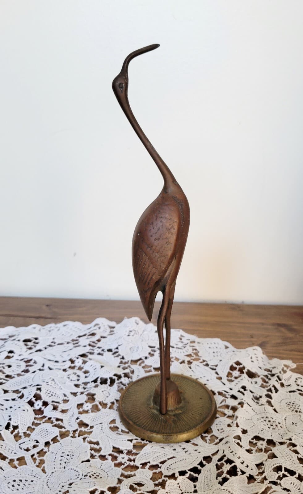 Solid Brass Pair of Crane Birds by Leonard of Korea 60's - 70's Mid Century VTG 2