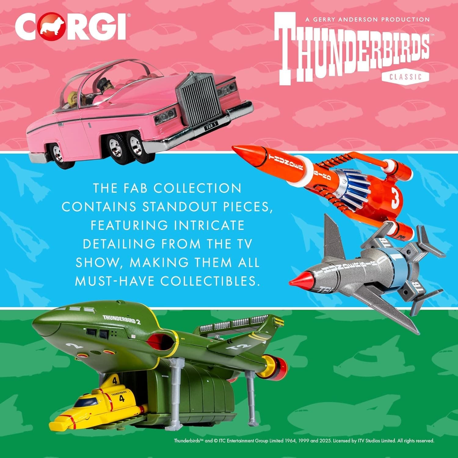 Corgi Diecast Model Cars - CC00804 Thunderbirds F.A.B. Collection Thunderbird 2 3
