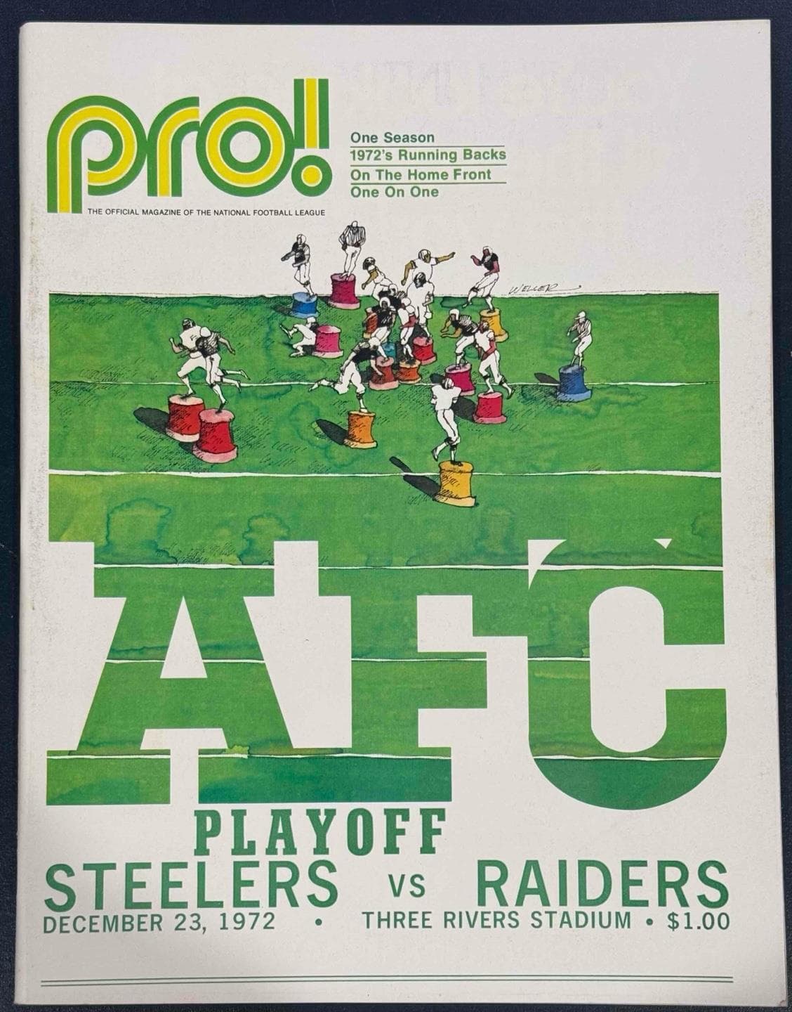 1972 AFC PLAYOFF PROGRAM STEELERS VS RAIDERS IMMACULATE RECEPTION FRANCO HARRIS