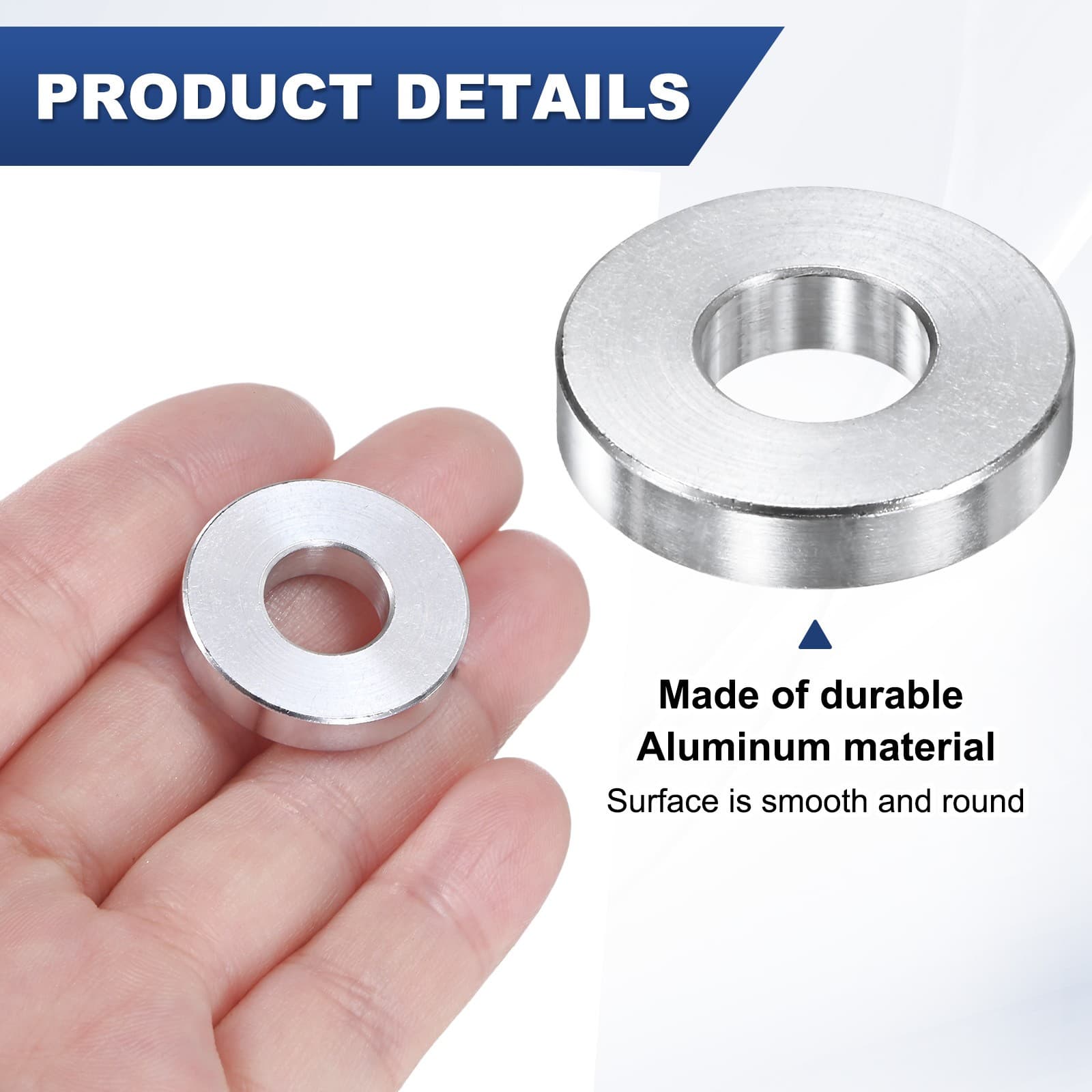 5-Pack M10 Aluminum Spacers 10.5mm ID x 24mm OD x 5mm L, for Screws Bolts 2