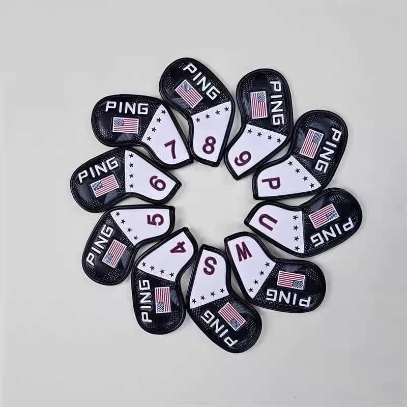 [MAGNETIC] PING USA Iron Head Cover 10 Pcs 4-P, U, S, W (Black & White) 2