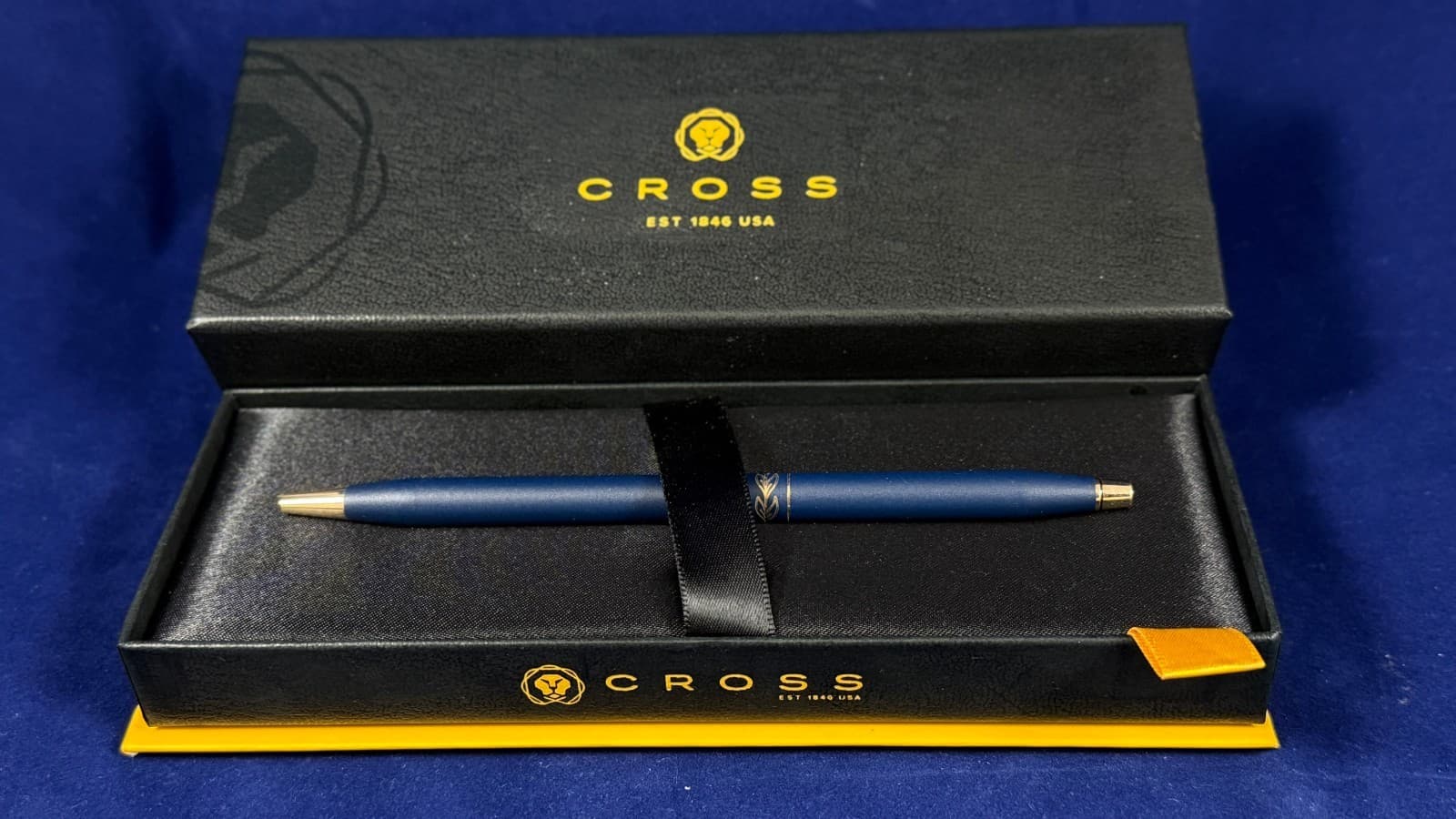 CROSS LADIES CLASSIC CENTURY SATIN BLUE 22k GOLD TRIM & BAND BALLPOINT PEN #2402 6