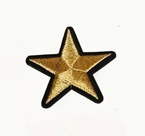 2" GOLD STAR - FIVE POINTED - Embroidered Iron On/Sew-On Patch