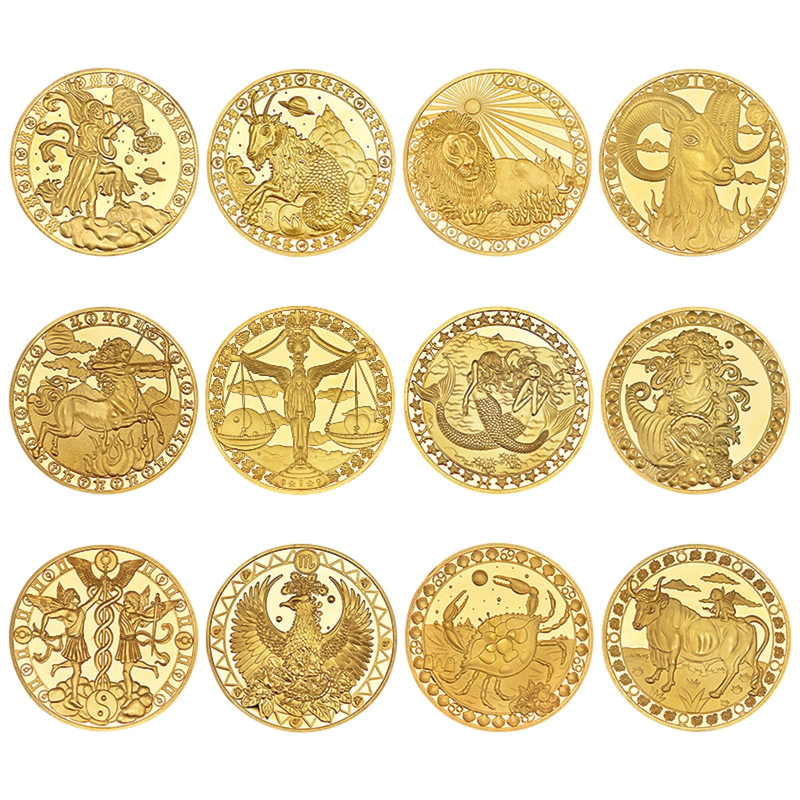 Zodiac Horoscope Collectors Coin Set of 12 (GOLD Plated) 2
