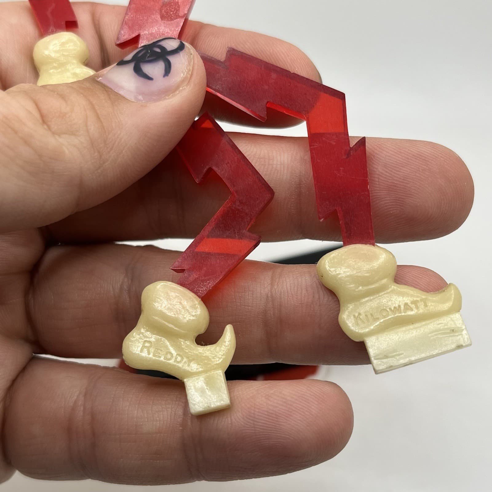 Vintage Reddy Kilowatt Translucent Plastic Figure + Stand 40s 50s Rare Display 4