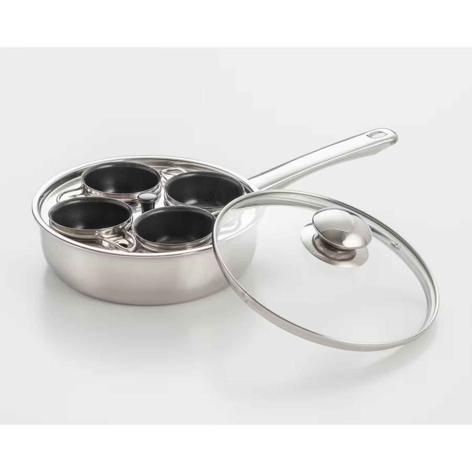 4-Cup Stainless Steel Egg Poacher Pan with Glass Lid Nonstick Egg Cups 5