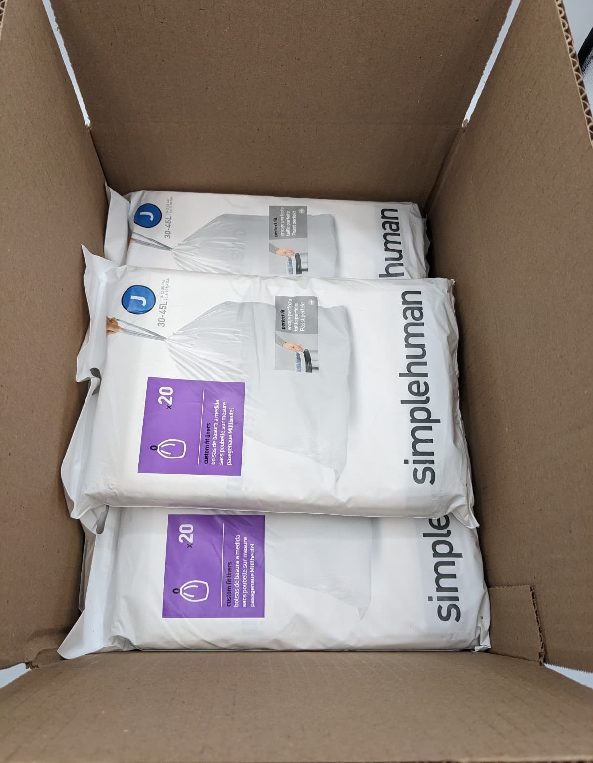 Simple Human Custom Fit Liners [J  30-45L 8-12 Gal ] 5 Pack x 20 Brand New 6