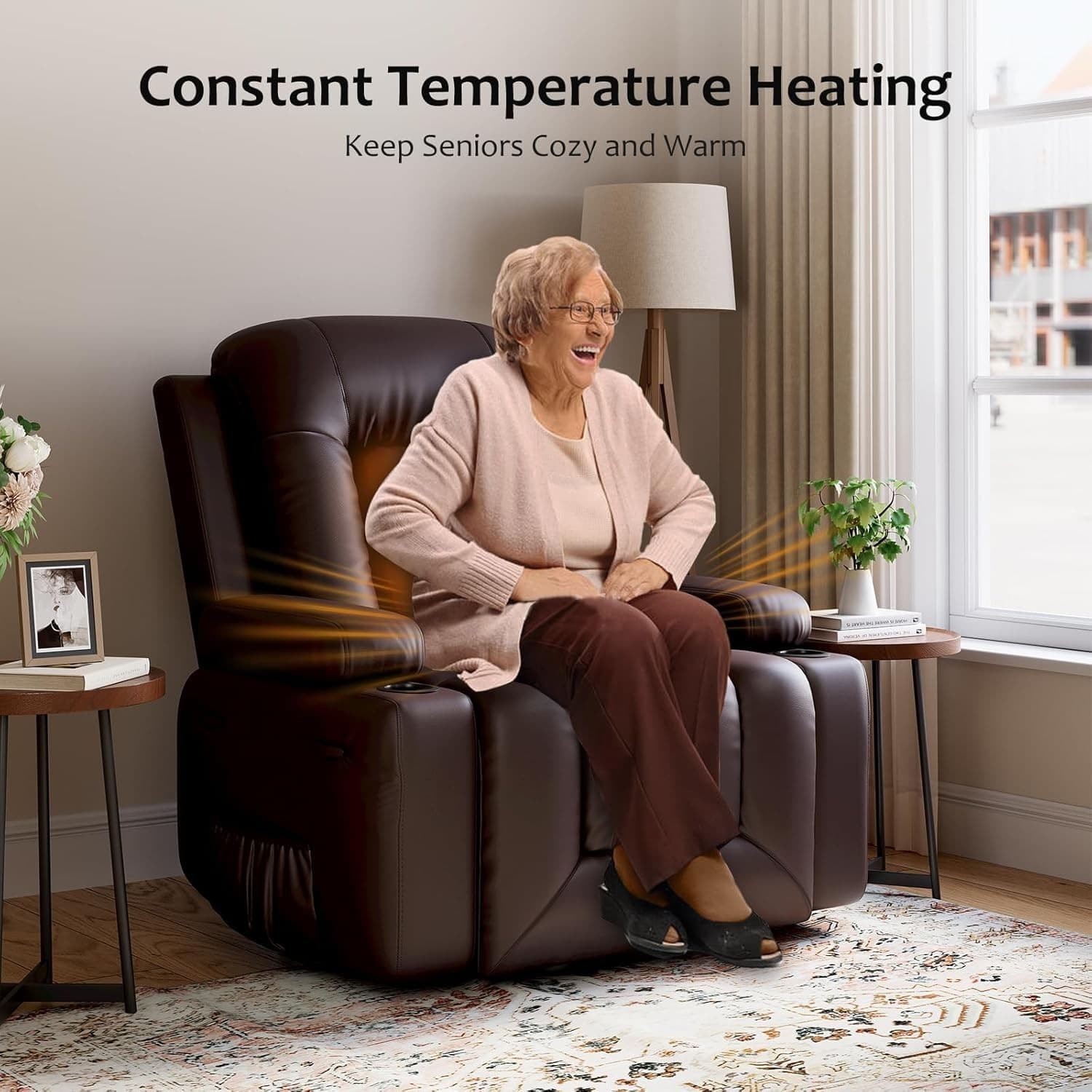 22" Power Lift Recliner Chair,Massage,Heat, Adjustable Reclining Chair,Ergonomic 6