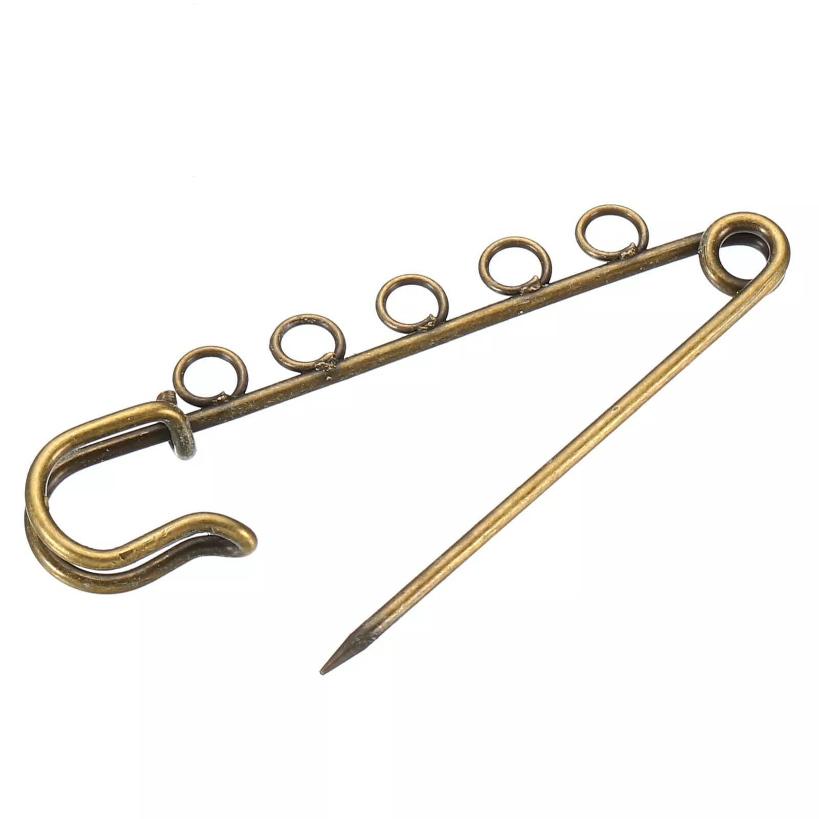 Safety Pins 90mm Large Metal Sewing Pins with Holes Bronze Tone 10Pcs 2