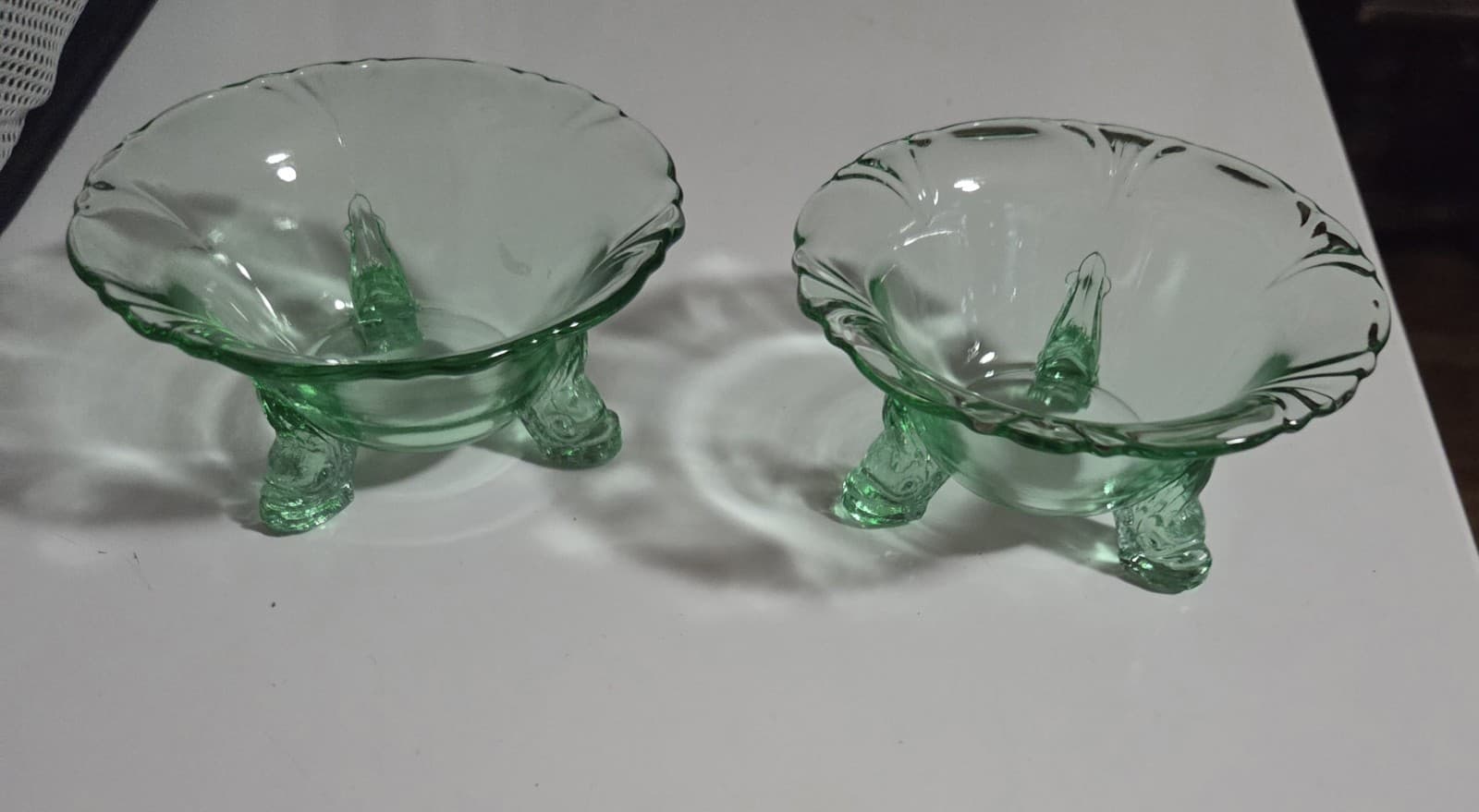 HEISEY GLASS EMPRESS~ FOOTED SALT~ NUT DISH~ GREEN ~2 2
