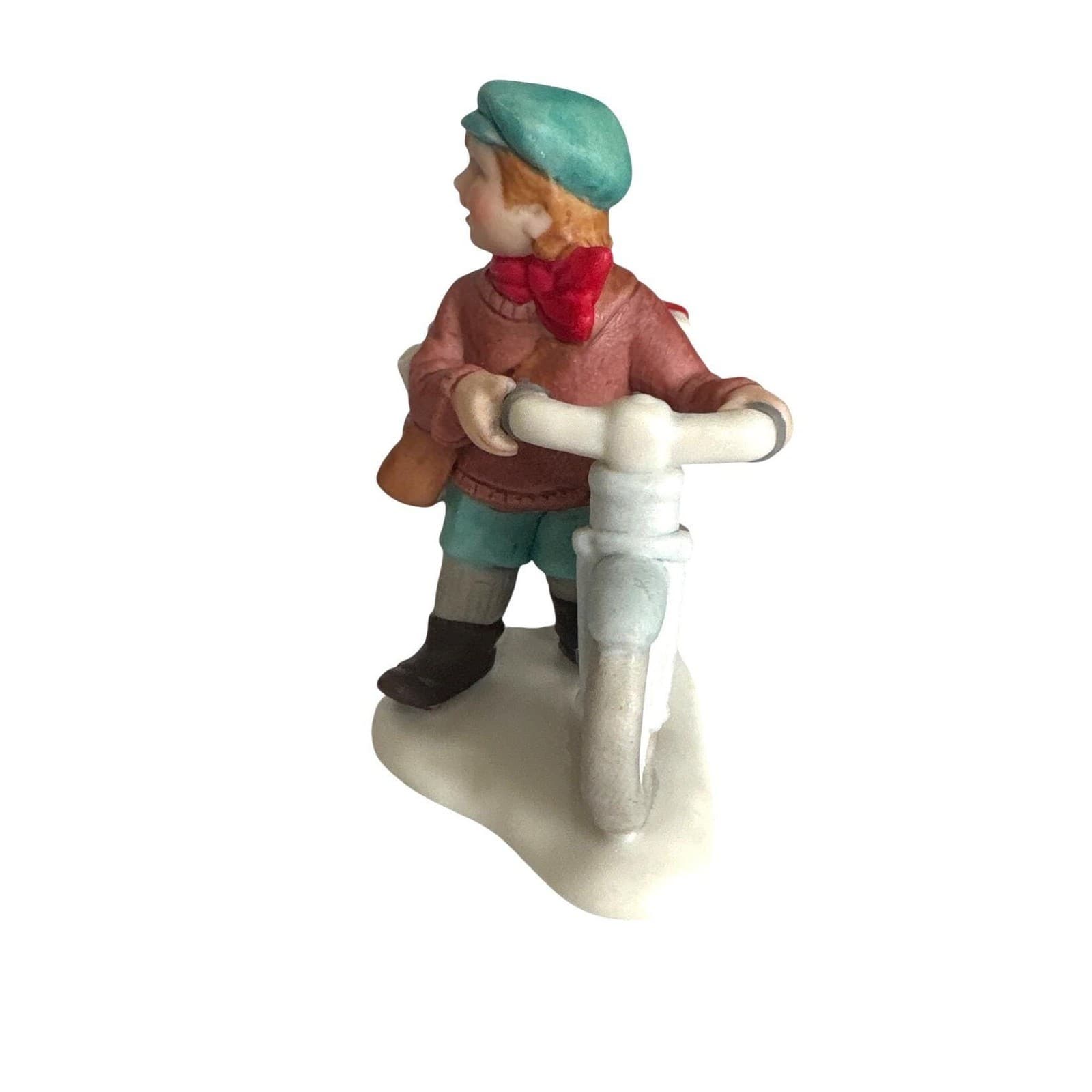 Lefton Collectible Newspaper Boy on Bicycle Christmas Colonial Village 01337 5