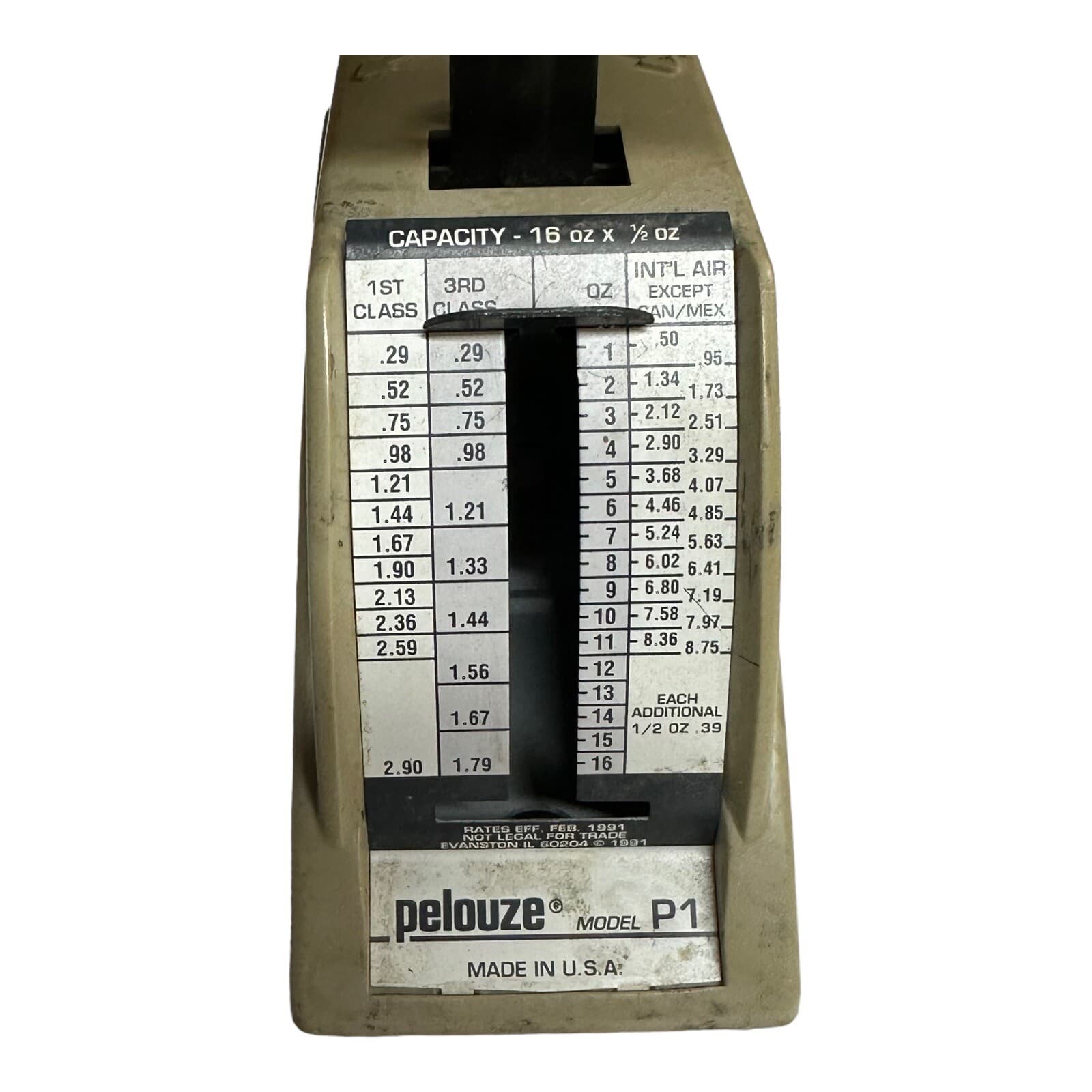 Pelouze P1 Petite Postal Scale Rates Eff Feb 1991 Evanston Illinois USA VTG 2