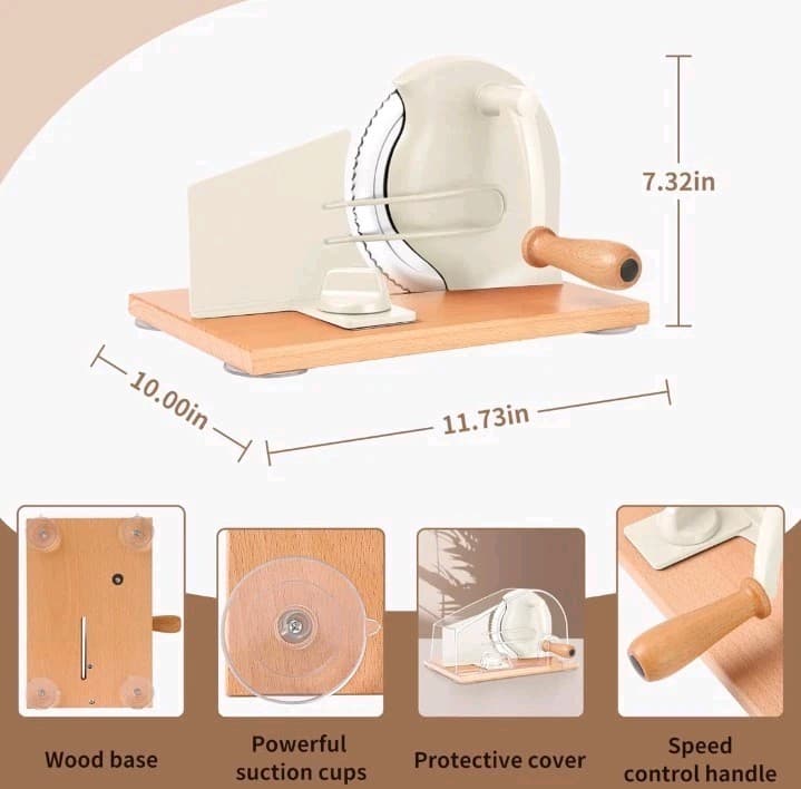 Manual Hand Crank Bread Slicer Stainless Steel Blade Slicing Guide Cover 2