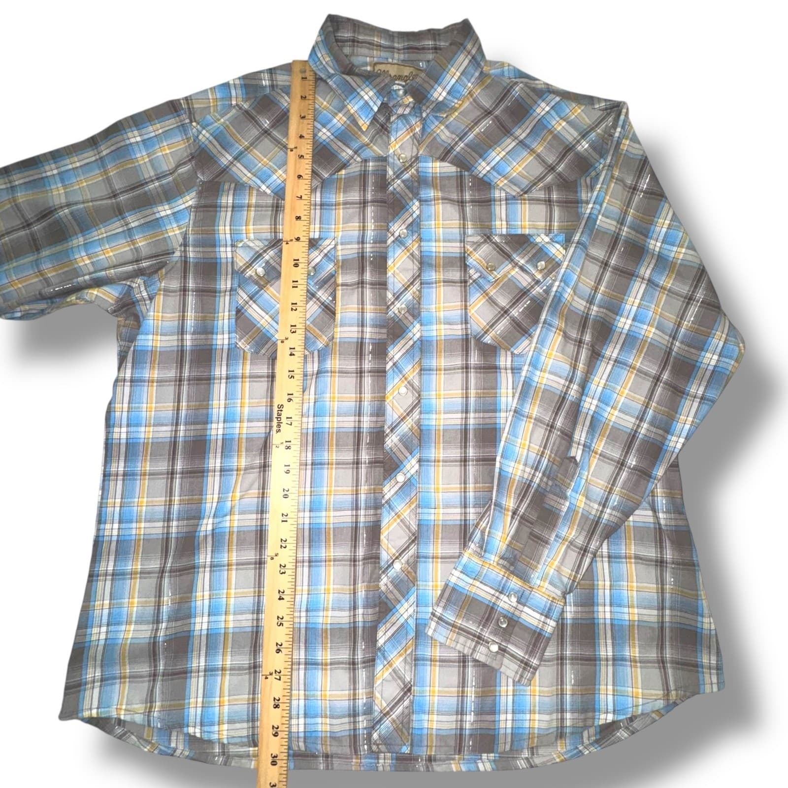 Wrangler Mens Western Fashion Plaid Long Sleeve Pearl Snap Shirt Men's XL 4