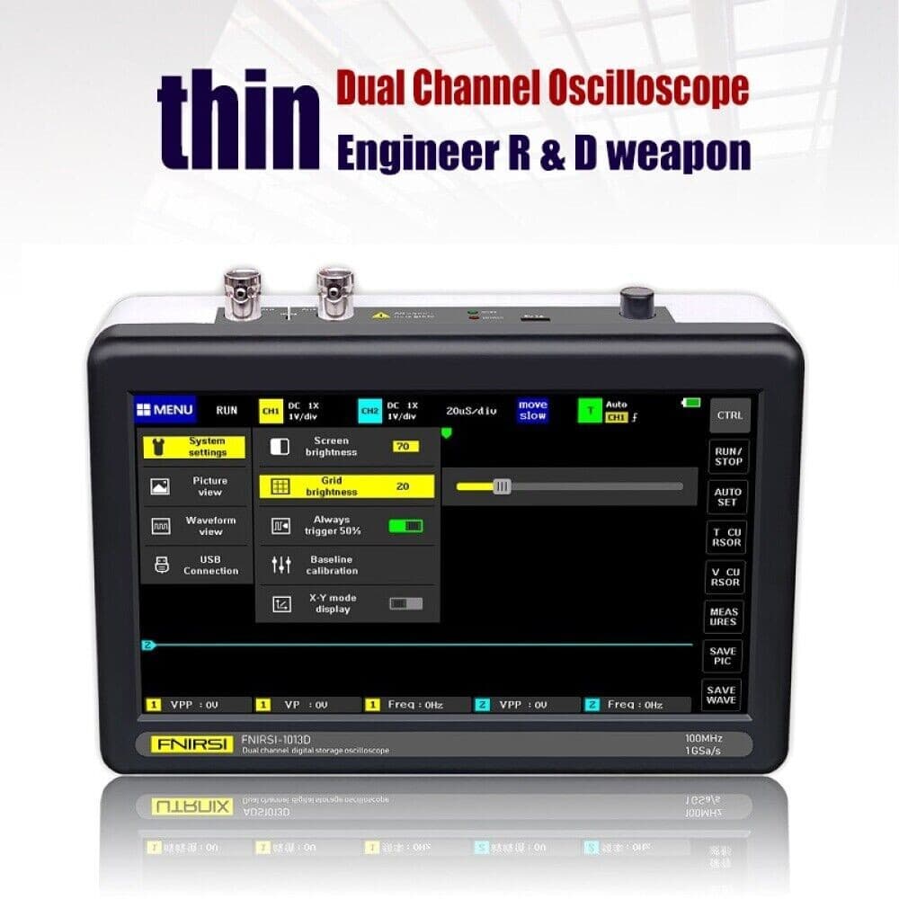 FNIRSI 1013D Handheld Digital Tablet oscilloscope Portable Storage 2CH 100MHz 2