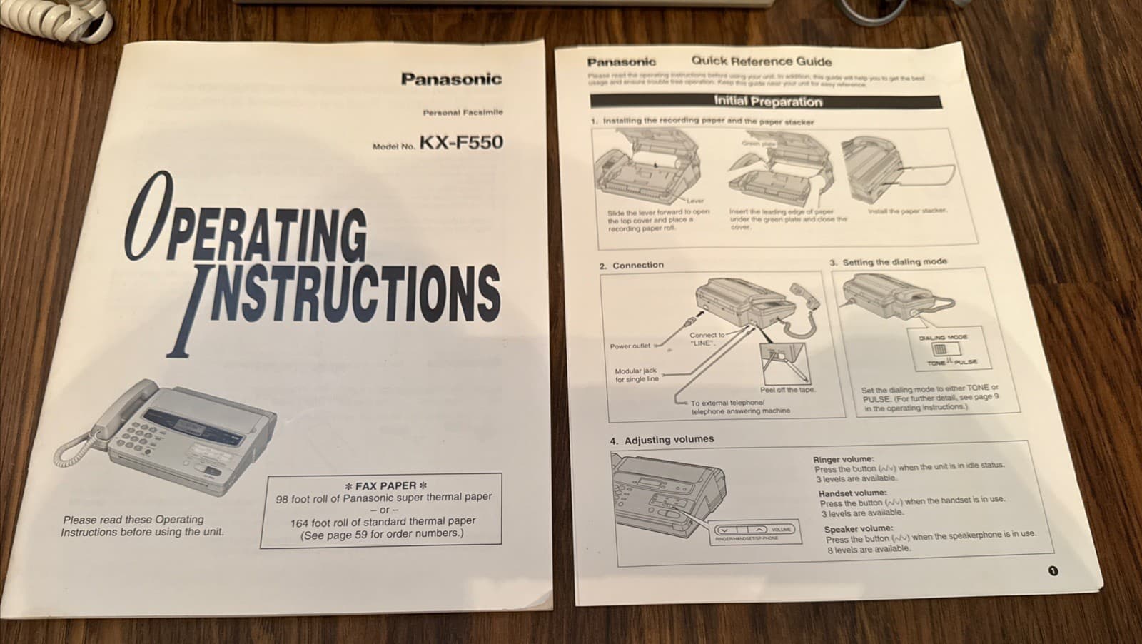 Panasonic Fax Machine KX-F550 Phone/Fax + Original Manuals -Works 5