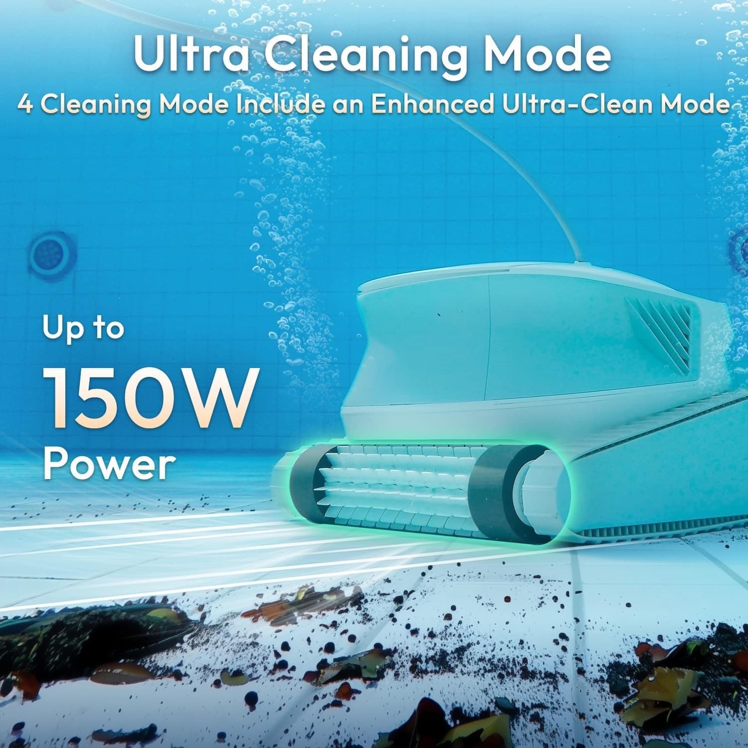Hydro 4SE Robotic Pool Cleaner, Wired Automatic Vacuum with Wall & Waterline 6