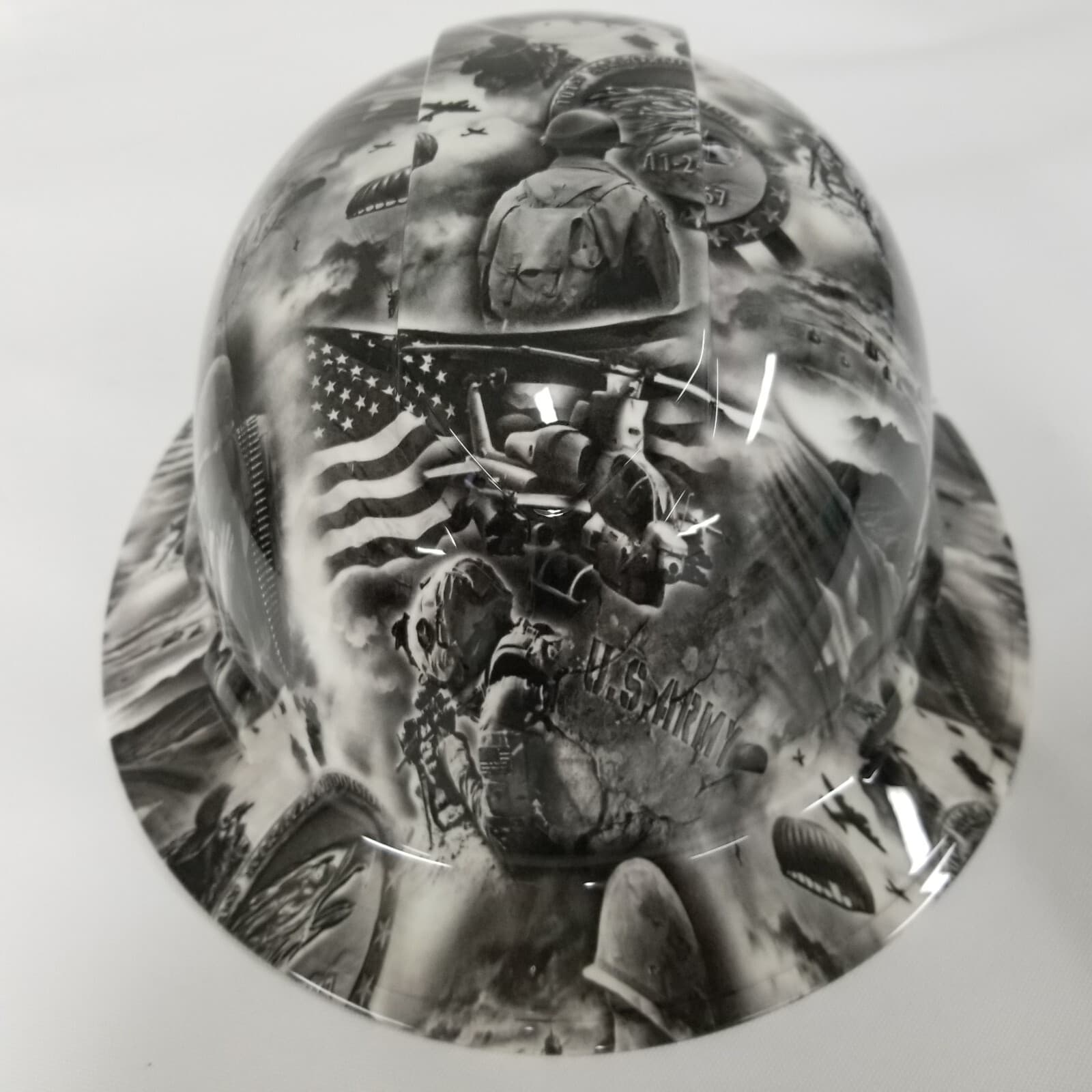 NEW FULL BRIM Hard Hat custom hydro dipped MILITARY TRIBUTE SALUTE TO THE BRAVE 