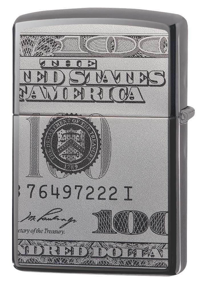 Zippo Windproof 100 Dollar Bill Lighter, Currency Design, 49025, New In Box 2
