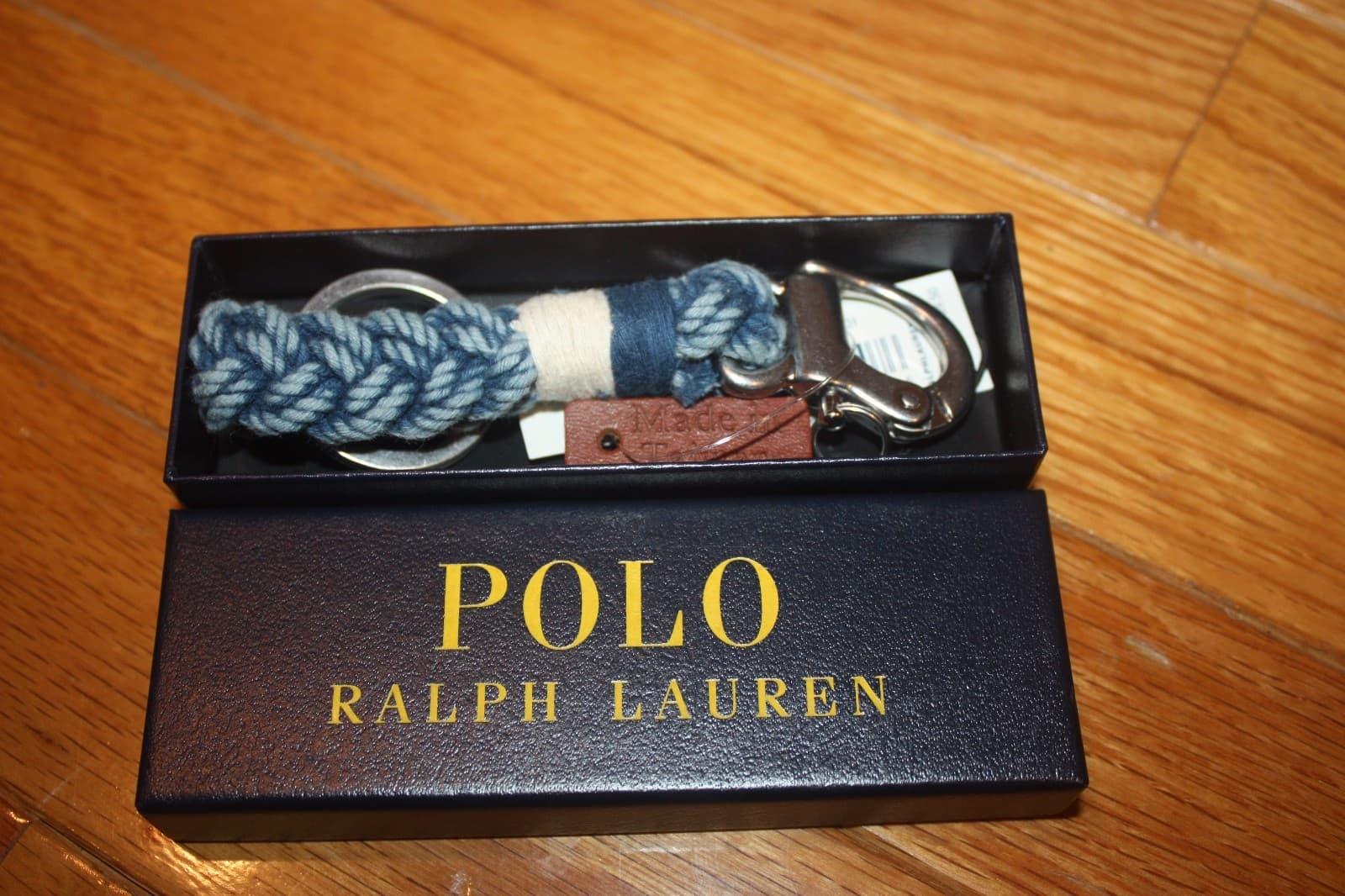 New w/ Gift Box Polo Ralph Lauren Snap-Shackle or Swivel-Pin Braided Key Fob  4
