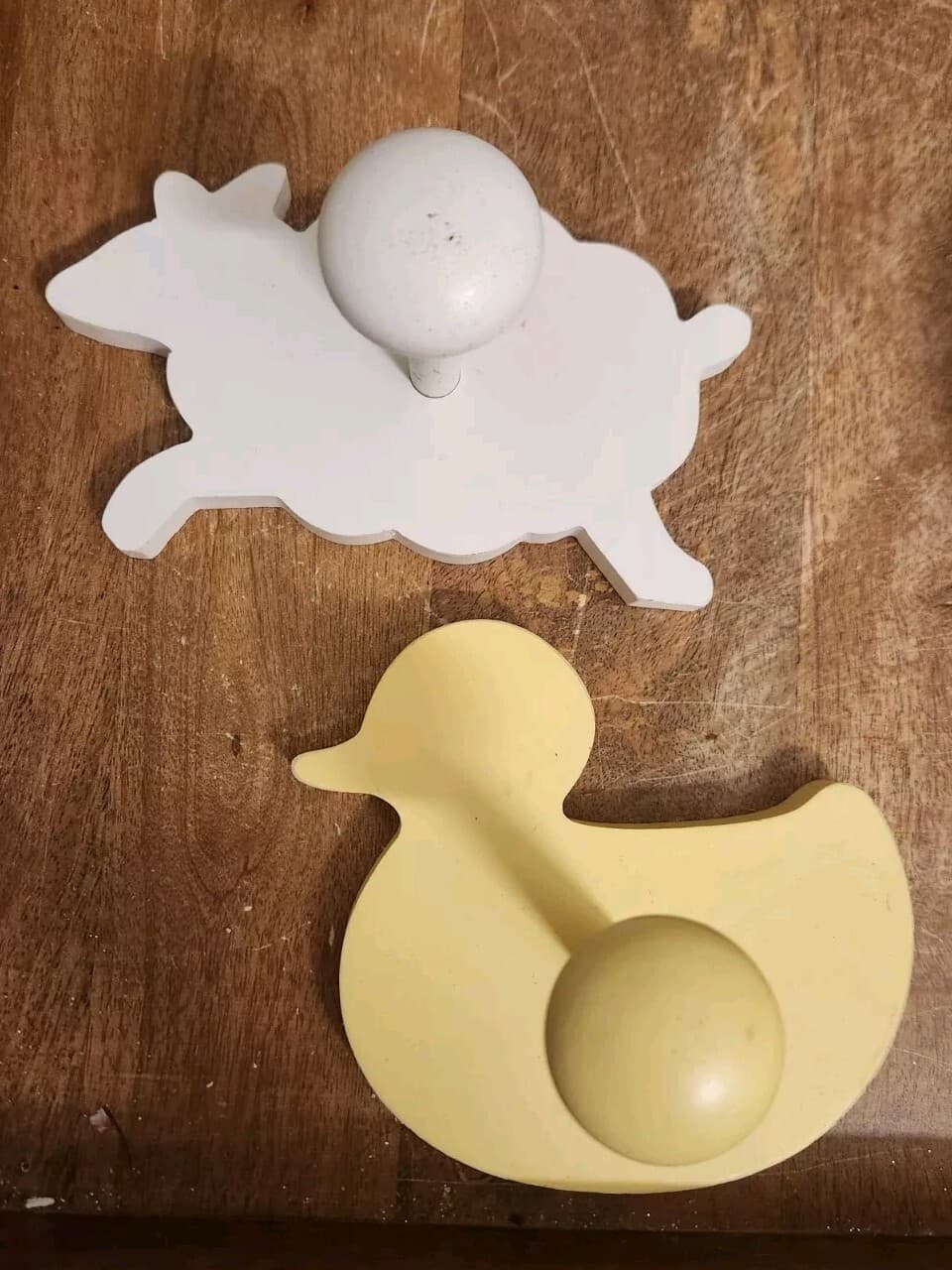 Vintage Pottery Barn Kids Yellow Duck, White Sheep / Lamb Wall Hooks