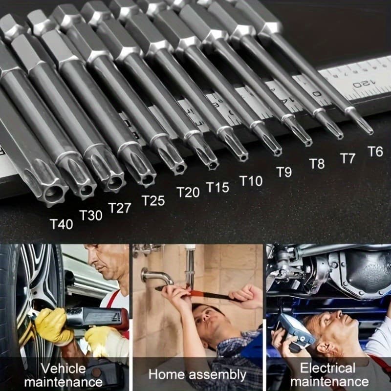 11-Piece Torx Screwdriver Bit Set - Multi-Size (T6-T40) for Vehicle Maintenance 2