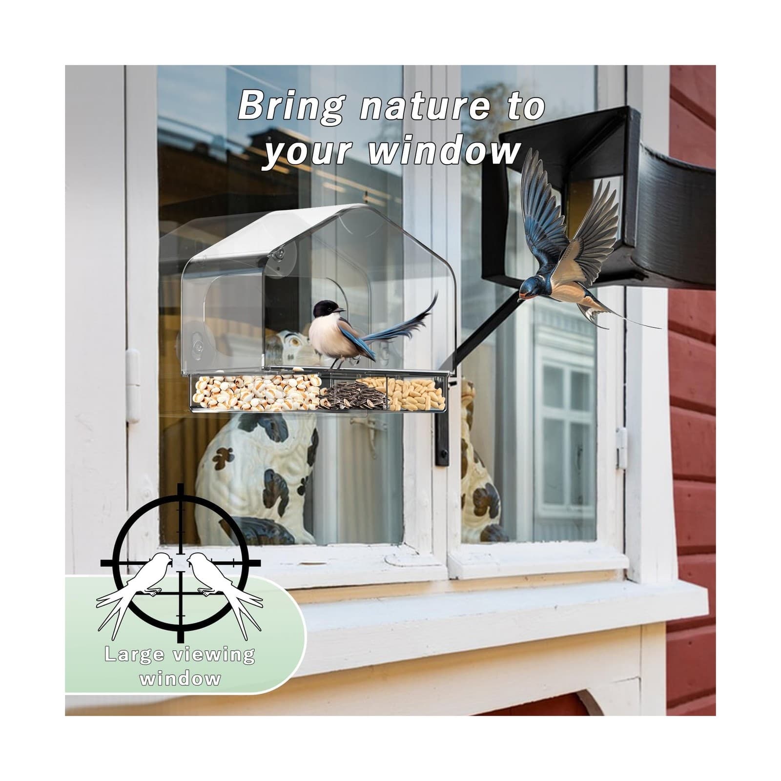 Clear Window Bird Feeder with 3 Strong Suction Cups and Detachable ... Fast Ship 3