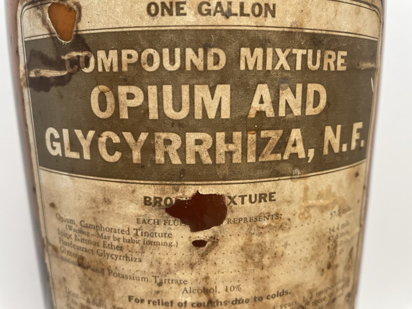 Vintage OPIUM and GLYCYRRHIZA, N. F. Medicine Bottle EMPTY 3