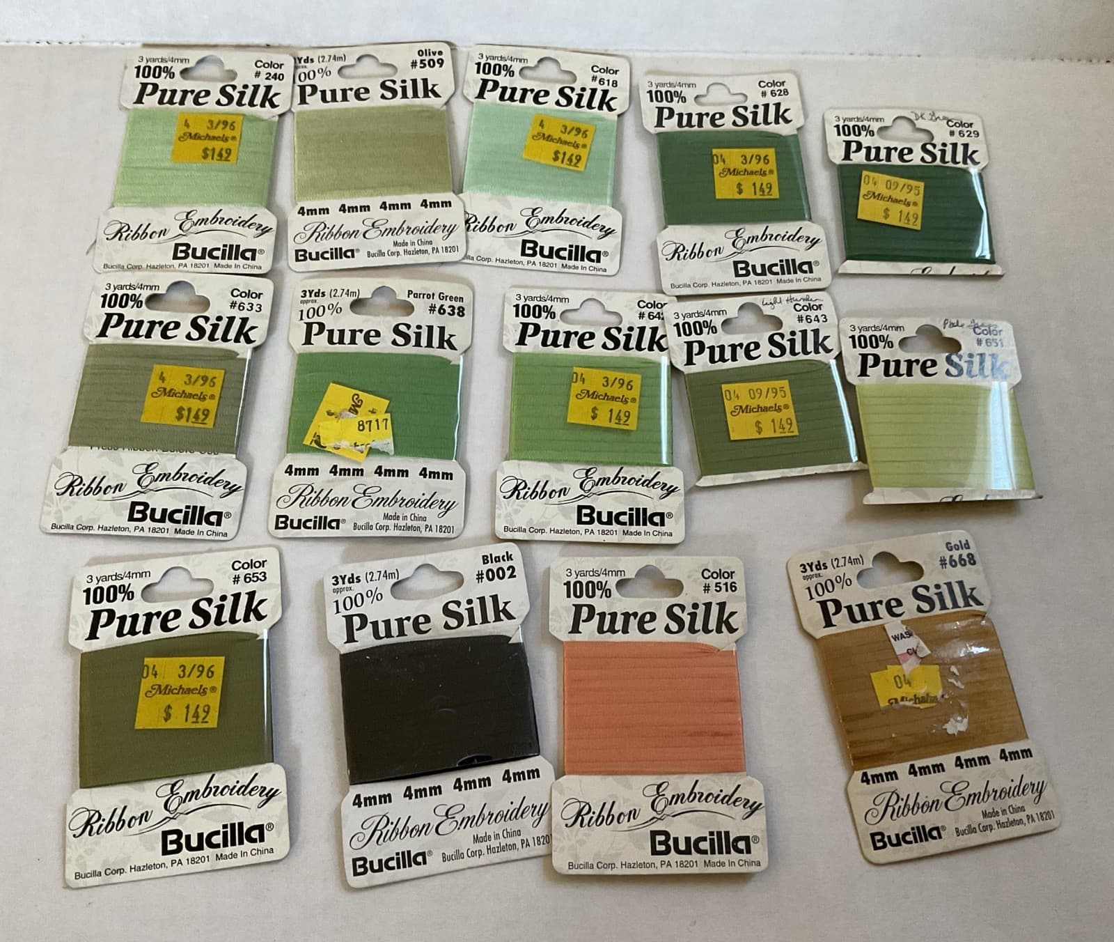 Bucilla Silk Embroidery Ribbon Lot Of 14
